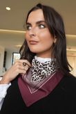 Leopard & Tile Border Triangle Silk Neckerchief Burgundy